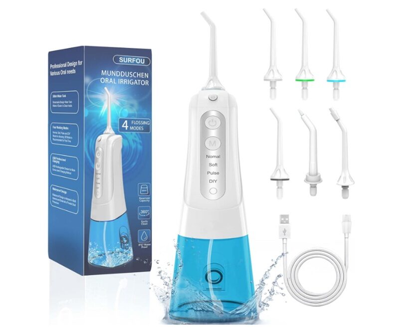 jet dentaire surfou rechargeable 4 modes, 6 buses pour une bouche impeccable