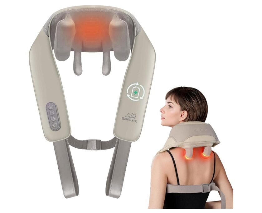 promotion masseur de nuque snailax 4d chauffant sans fil