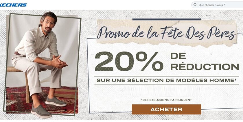 fête des pères skechers 20% de réduction