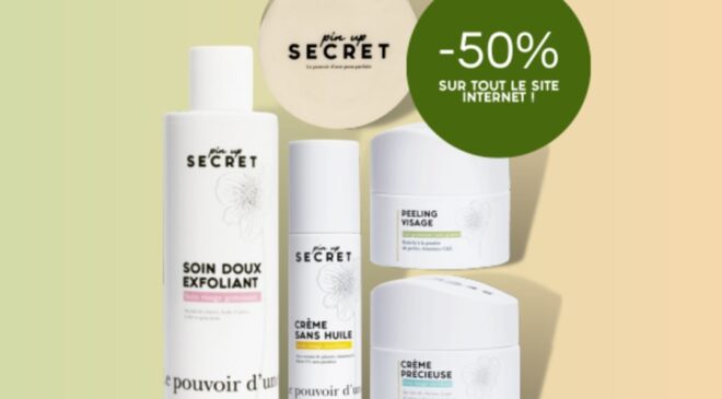 50% de remise sur toute la gamme de produits de soin Pin Up Secret