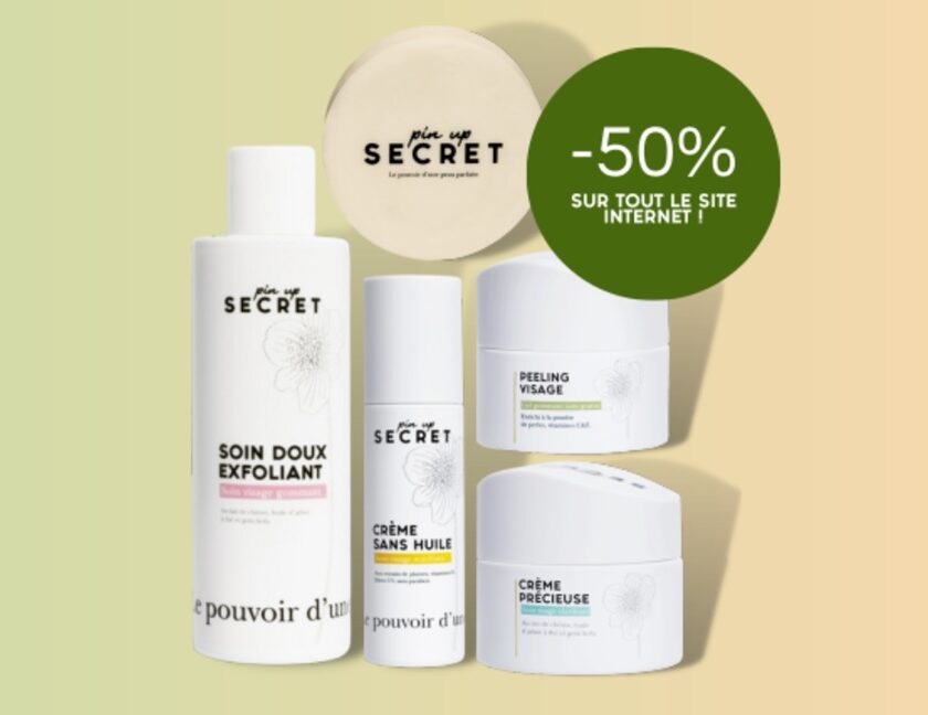 50% de remise sur toute la gamme de produits de soin pin up secret