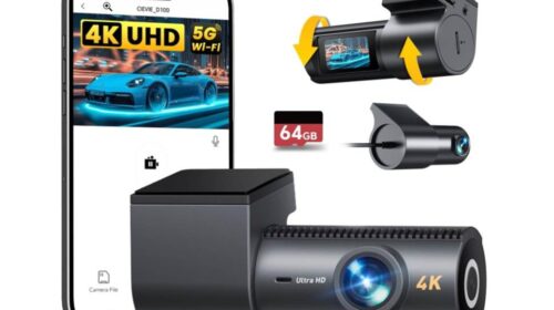 La caméra embarquée CIEVIE D100 4K WiFi (avant/arrière) avec carte 64 Go en promo à 39,99 €