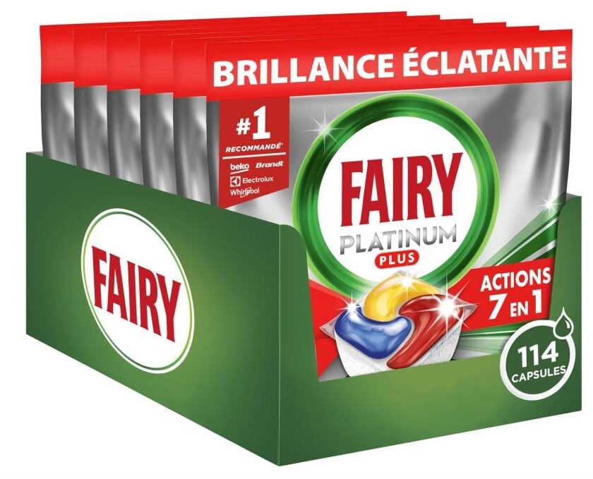 Lot de 114 tablettes Fairy Platinum Plus à 18,90€ : Économies garanties lot de 114 tablettes fairy platinum plus