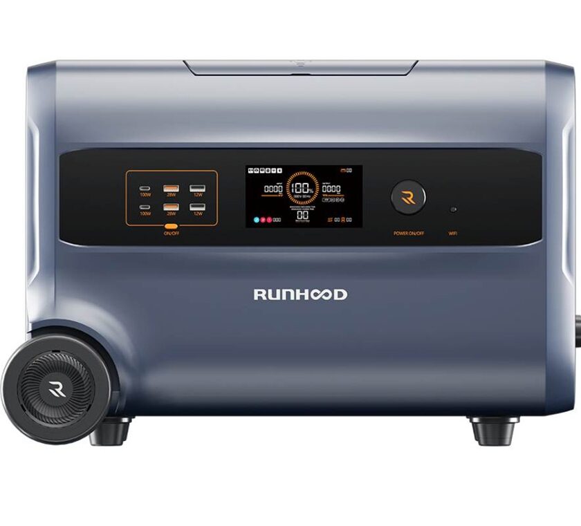 RUNHOOD F2400 en promo 779 € : 2400Wh avec micro onduleur intégré pour maison Station énergie portable RUNHOOD F2400