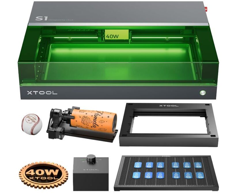 Découpeur graveur laser à diode xTool S1 40W (kit avec support objet cylindrique) en promotion 1526,66€ découpeur graveur laser à diode xtool s1 40w
