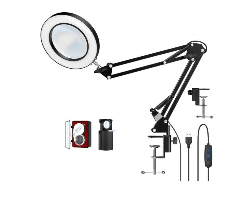 lampe pliable de bureau led avec loupe x10 lightswim