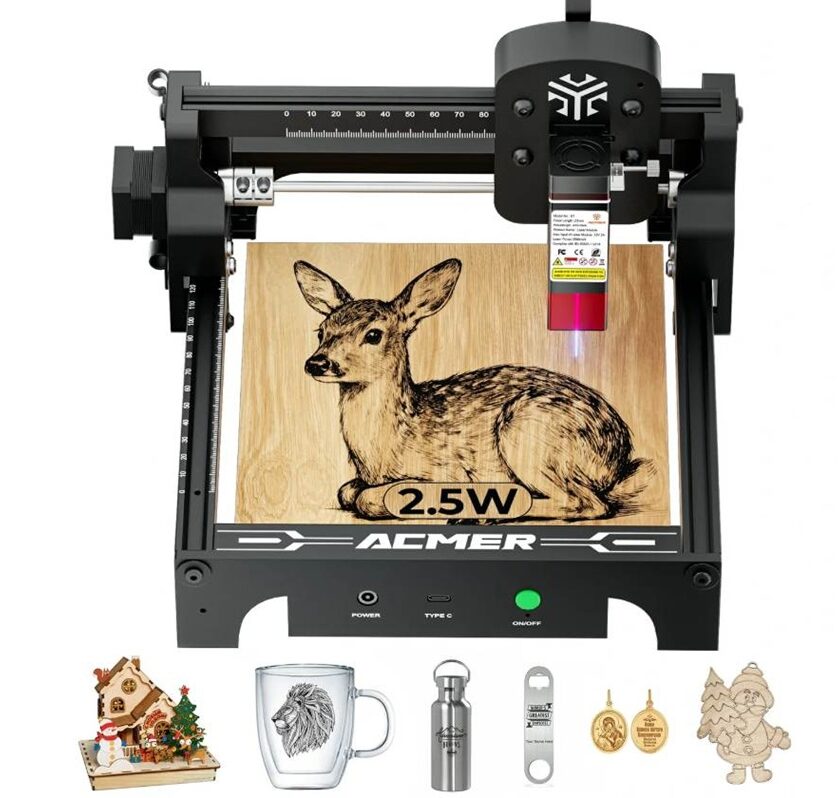 Petit graveur laser ACMER S1 en promotion : 2.5W à 78€, 3.5W à 88€ et 6W à 108€ petit graveur laser acmer s1 en promotion