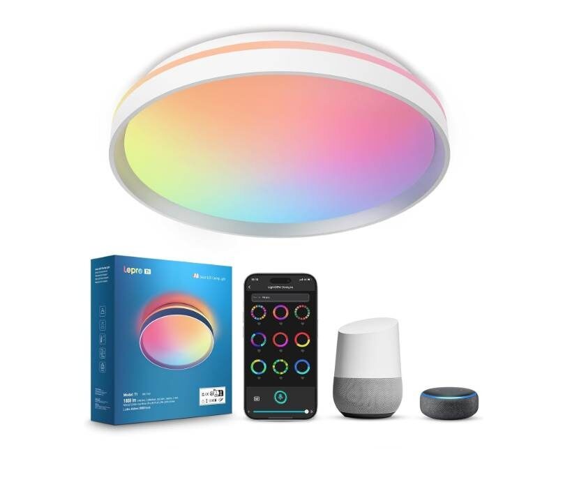 promoplafonnier lepro t1 ia, 24w 1800lm, wi fi bluetooth, idéal pour salon et chambre