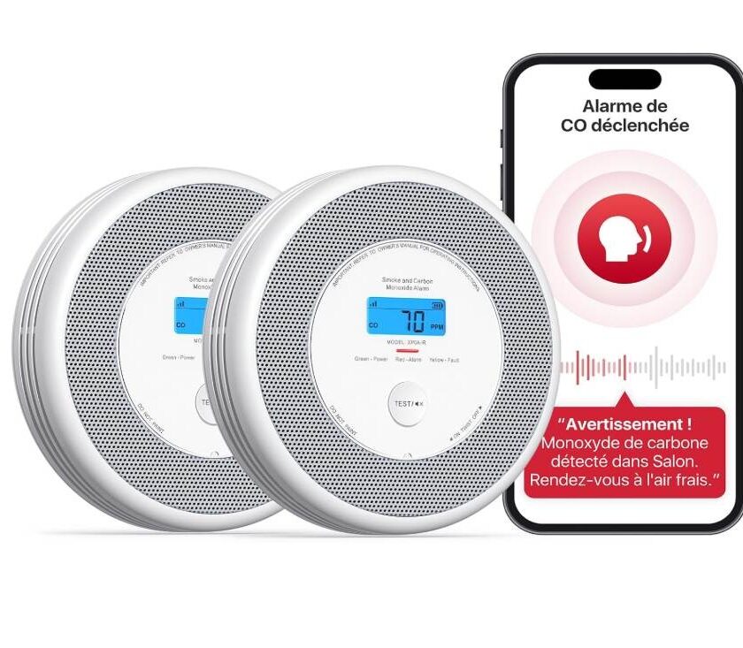 X-Sense XP0A-iR : le lot de 2 détecteurs fumée + CO connectés à 83,60 € x sense xp0a ir le lot de 2 détecteurs fumée + co connectés