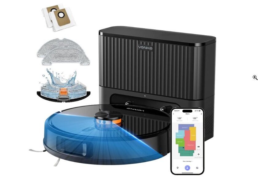 aspirateur robot laveur avec station de vidage vonko s6 pro en promotion