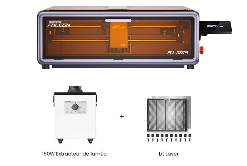 graveur laser creality falcon a1 pro 20w + extracteur de fumée 150w + lit laser
