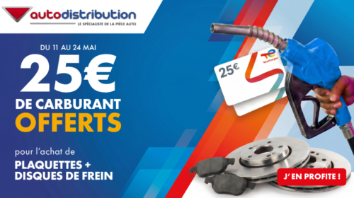 25 € de carburant offerts chez Autodistribution pour l’achat de disques et plaquettes de frein