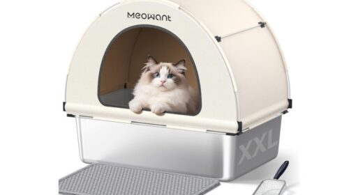 Bac à litière XXL en acier avec filtre charbon actif MeoWant : l’offre à 33,99 €
