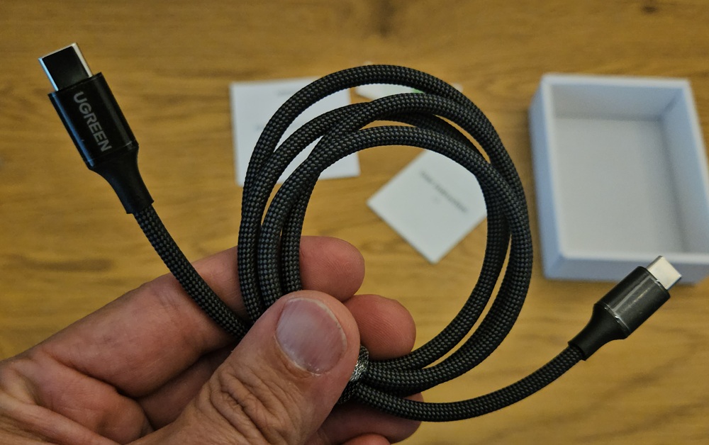 câble usb c vers usb c tressé, certifié 100w 5a