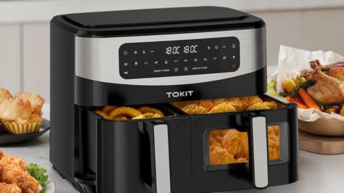 Friteuse sans huile Tokit 10L à 49,99 € : double compartiment pour cuisiner deux plats simultanément
