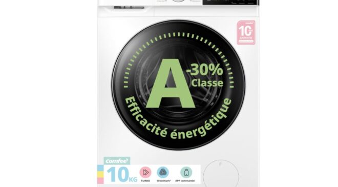 Lave-linge COMFEE CF10EWP07W 10kg à 349€ en promo : performance classe A et contrôle à distance