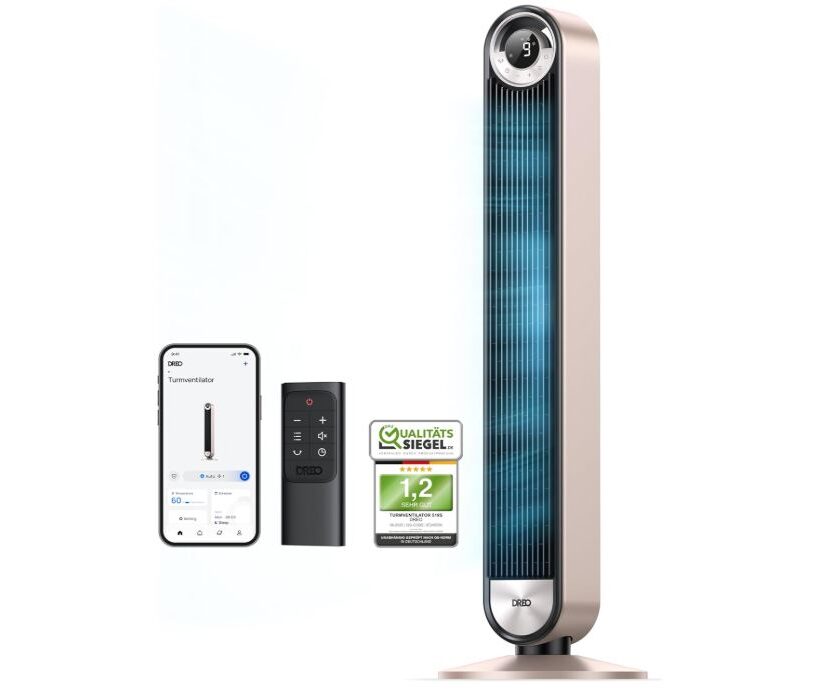 Ventilateur tour silencieux connecté DREO 25 dB à 99,99€ : promotion pour un été au frais sans bruit ventilateur tour silencieux connecté dreo 25 db