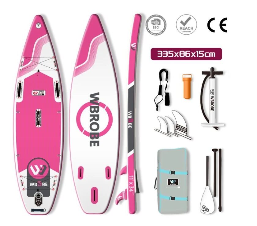 Promotion Kit planche de Paddle Board WaveRite Rose à 122,57 € : un SUP complet pour débuter à petit prix promotion kit planche de paddle board waverite rose