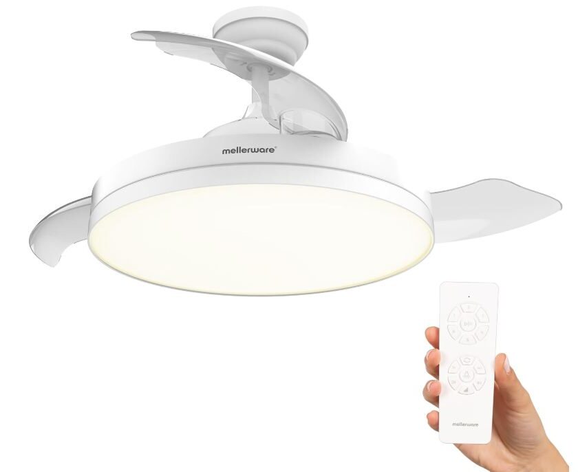 Promotion Mellerware Brizy : ventilateur de plafond rétractable à 79,99 € avec LED et télécommande promotion mellerware brizy ventilateur de plafond rétractable