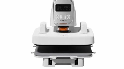 Presse à chaud automatique multifonction HTVRONT A100 en promotion à 329,99 € : polyvalence totale pour textile, mugs et casquettes