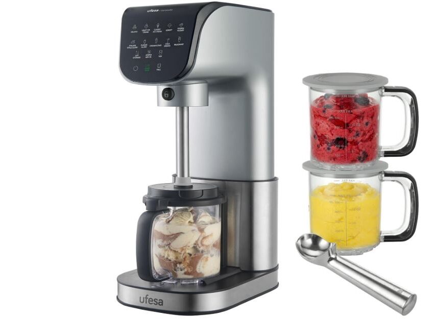 Promotion Ufesa Gelatella à 159,99 € : sorbetière multifonction 11 programmes pour glaces, smoothies et milkshakes promotion ufesa gelatella sorbetière multifonction