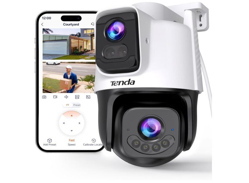 Tenda CH9 en promotion à 44 € : caméra surveillance WiFi extérieure double objectif 2K tenda ch9 en promotion
