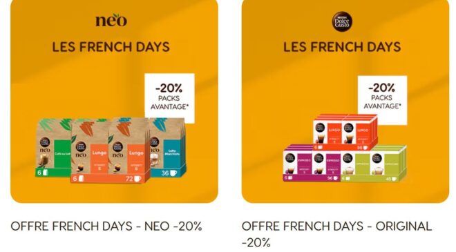 French Days Dolce Gusto : -20% sur les packs capsules et machine offerte