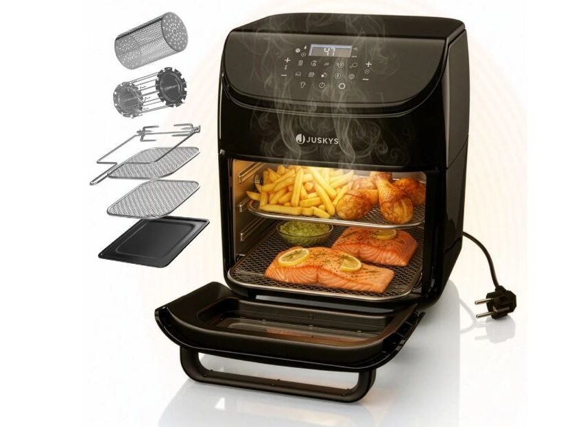 Grand four friteuse à air chaud 12 L Juskys à 59,99 € : promotion airfryer multifonction pour familles grand four friteuse à air chaud 12 l juskys