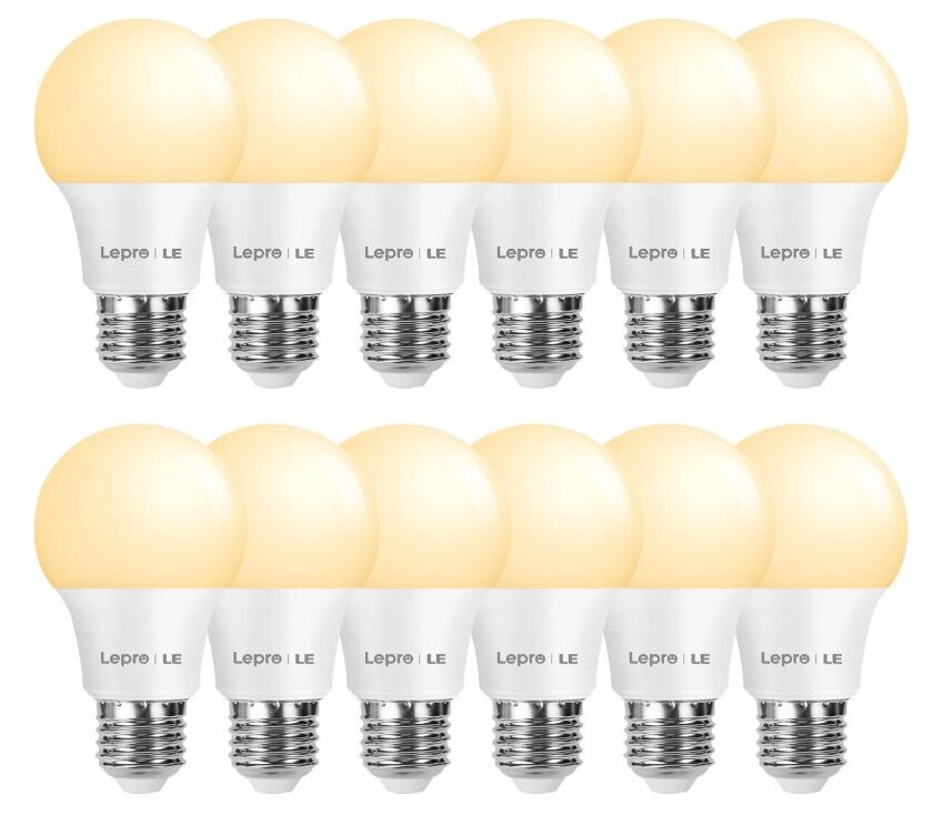 Lot de 12 ampoules LED E27 8,5 W Lepro à 20,33 € : promotion pour éclairer toute la maison en blanc chaud lot de 12 ampoules led e27 8,5 w lepro