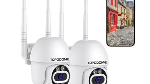 Lot de 2 caméras Topodome V10A-2P en promo 53,99 € : surveillance rotative et détection humaine