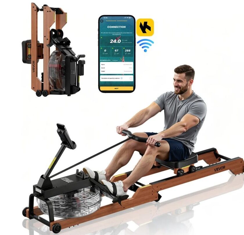 Rameur silencieux à résistance à eau VEVOR en promotion à 212,70 € : entraînement fluide, immersion totale et structure en bois rameur silencieux à résistance à eau vevor en promotion