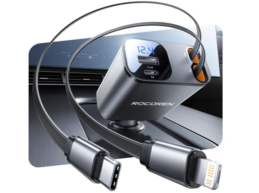 Bon plan voiture : le chargeur Rocoren 69 W à 16,49 € pour recharger 4 appareils chargeur allume cigare rétractable rocoren 69 w