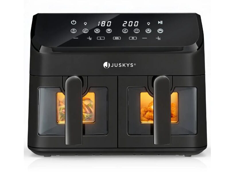 Friteuse à air chaud Juskys 9 L en promo 59,99 € : cuisson sans huile et deux préparations simultanées friteuse à air chaud juskys 9 l en promo