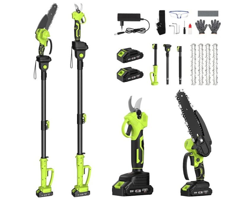 Promo finade : kit 4 outils de jardin portatifs à 144,39 € pour entretenir arbres et haies sans effort kit 4 outils de jardin portatifs