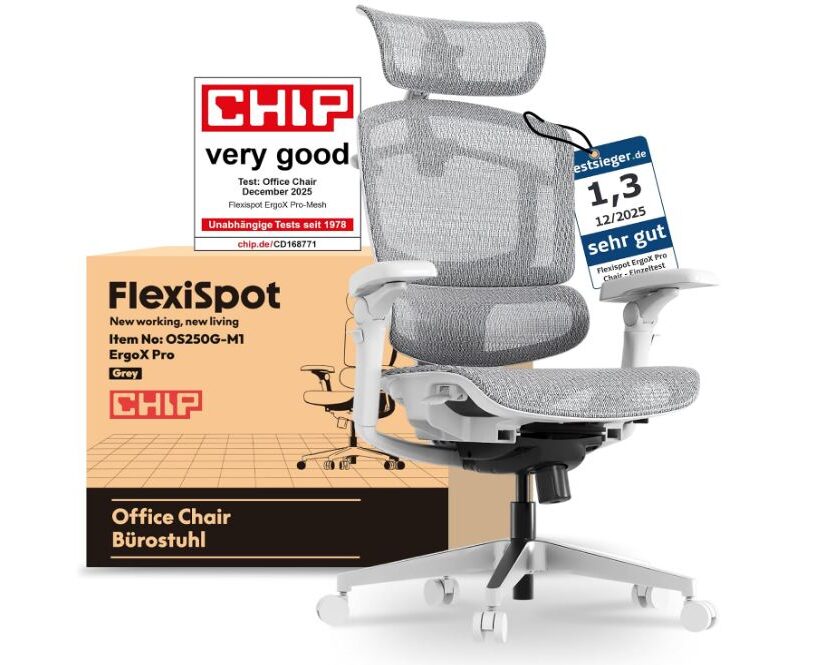 Promotion chaise ergonomique Flexispot ErgoX Pro à 359,99 € : confort ajustable et charge 250 kg promotion chaise ergonomique flexispot ergox pro