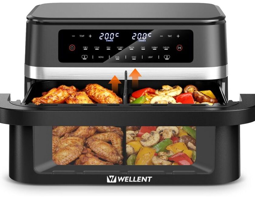 WELLENT Air Fryer double zone à 77,16 € au lieu de 129,99 € : une capacité XXL de 12 L promotion wellent air fryer 12 l